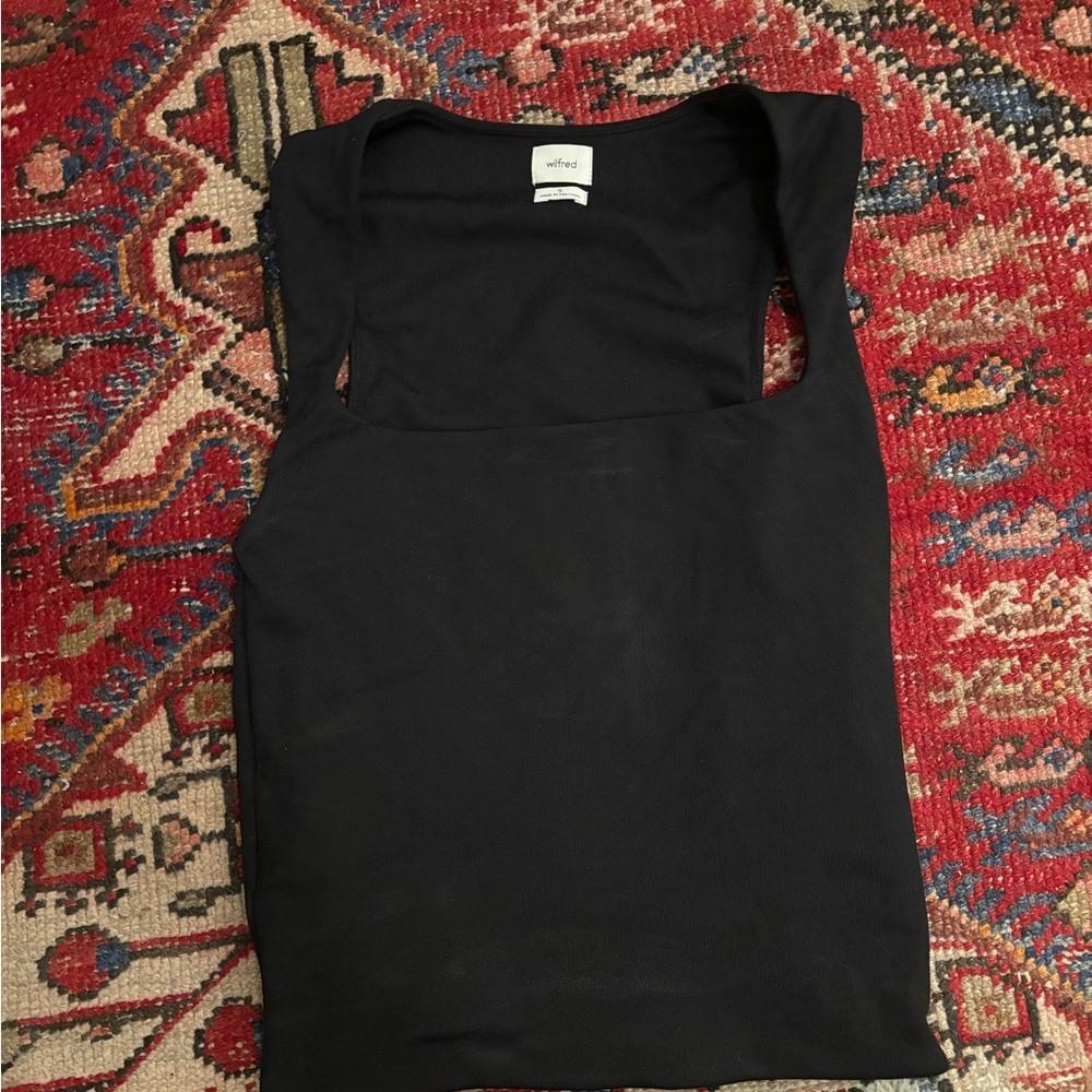 Wilfred Black Square-Neck Ribbed Tank